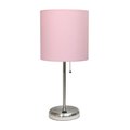 Diamond Sparkle Stick Table Lamp with USB Charging Port & Fabric Shade, Light Pink DI2519767